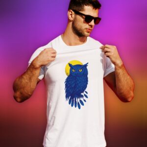 Blue Owl Under Full Moon Tee