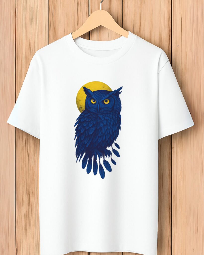Blue Owl Under Full Moon Tee